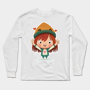 Cute Girl Cartoon Character, Long Sleeve T-Shirt